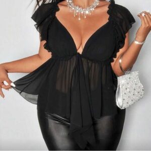 Elegant Black Ruffle Top